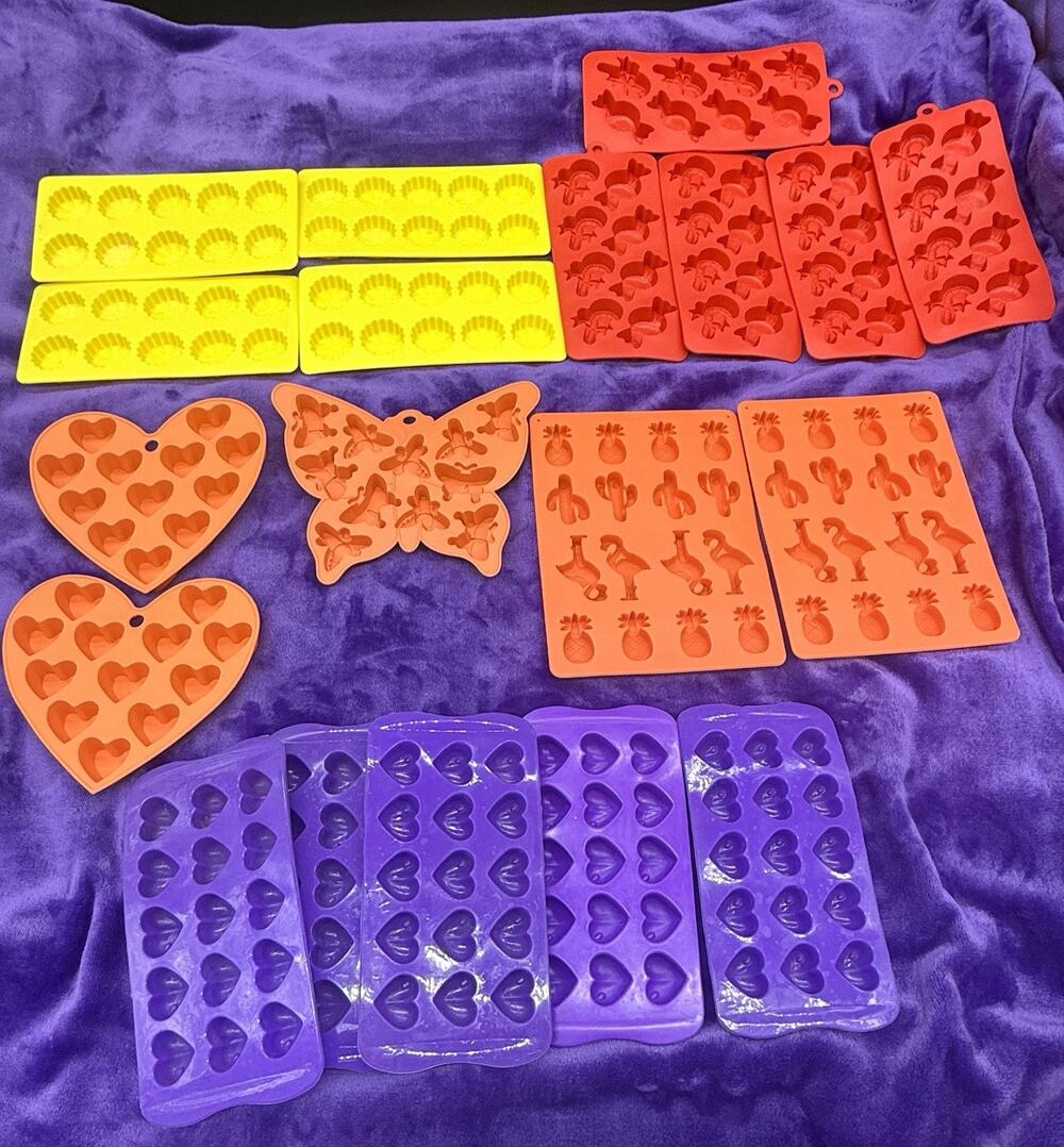 Candy Molds Bundle, Butterflies, Hearts, Sunflowers, Flamingos, Candy Canes Lot